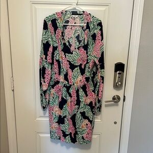 Crown & Ivy Pink and Green Floral Long Sleeve Dress